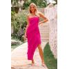 imagePRETTYGARDEN Womens Summer Long Formal Cocktail Dress 2025 Strapless Tube Asymmetrical Ruffle Maxi Bodycon Party DressesRose Red