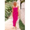 imagePRETTYGARDEN Womens Summer Long Formal Cocktail Dress 2025 Strapless Tube Asymmetrical Ruffle Maxi Bodycon Party DressesRose Red