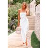 imagePRETTYGARDEN Womens Summer Long Formal Cocktail Dress 2025 Strapless Tube Asymmetrical Ruffle Maxi Bodycon Party DressesWhite