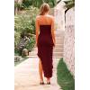 imagePRETTYGARDEN Womens Summer Long Formal Cocktail Dress 2025 Strapless Tube Asymmetrical Ruffle Maxi Bodycon Party DressesWine Red
