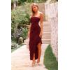 imagePRETTYGARDEN Womens Summer Long Formal Cocktail Dress 2025 Strapless Tube Asymmetrical Ruffle Maxi Bodycon Party DressesWine Red