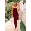 imagePRETTYGARDEN Womens Summer Long Formal Cocktail Dress 2025 Strapless Tube Asymmetrical Ruffle Maxi Bodycon Party DressesWine Red