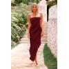 imagePRETTYGARDEN Womens Summer Long Formal Cocktail Dress 2025 Strapless Tube Asymmetrical Ruffle Maxi Bodycon Party DressesWine Red
