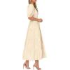 imagePRETTYGARDEN Womens Summer Midi Dress 2025 Casual Short Sleeve V Neck Buttons Belted Ruffle A Line Flowy Dress with PocketsAprioct