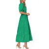 imagePRETTYGARDEN Womens Summer Midi Dress 2025 Casual Short Sleeve V Neck Buttons Belted Ruffle A Line Flowy Dress with PocketsGreen