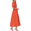 imagePRETTYGARDEN Womens Summer Midi Dress 2025 Casual Short Sleeve V Neck Buttons Belted Ruffle A Line Flowy Dress with PocketsOrange