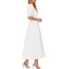 imagePRETTYGARDEN Womens Summer Midi Dress 2025 Casual Short Sleeve V Neck Buttons Belted Ruffle A Line Flowy Dress with PocketsWhite