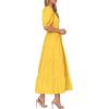 imagePRETTYGARDEN Womens Summer Midi Dress 2025 Casual Short Sleeve V Neck Buttons Belted Ruffle A Line Flowy Dress with PocketsYellow
