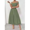 imagePRETTYGARDEN Womens Summer Off Shoulder Sleeveless Midi Dress Cocktail A Line Flowy Wedding Guest Dresses with PocketsArmy Green