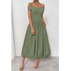 imagePRETTYGARDEN Womens Summer Off Shoulder Sleeveless Midi Dress Cocktail A Line Flowy Wedding Guest Dresses with PocketsArmy Green