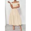 imagePRETTYGARDEN Womens Summer Off Shoulder Sleeveless Midi Dress Cocktail A Line Flowy Wedding Guest Dresses with PocketsBeige