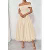 imagePRETTYGARDEN Womens Summer Off Shoulder Sleeveless Midi Dress Cocktail A Line Flowy Wedding Guest Dresses with PocketsBeige
