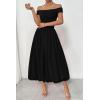 imagePRETTYGARDEN Womens Summer Off Shoulder Sleeveless Midi Dress Cocktail A Line Flowy Wedding Guest Dresses with PocketsBlack