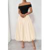 imagePRETTYGARDEN Womens Summer Off Shoulder Sleeveless Midi Dress Cocktail A Line Flowy Wedding Guest Dresses with PocketsBlack Apricot