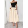 imagePRETTYGARDEN Womens Summer Off Shoulder Sleeveless Midi Dress Cocktail A Line Flowy Wedding Guest Dresses with PocketsBlack Apricot