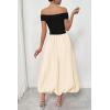 imagePRETTYGARDEN Womens Summer Off Shoulder Sleeveless Midi Dress Cocktail A Line Flowy Wedding Guest Dresses with PocketsBlack Apricot