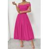 imagePRETTYGARDEN Womens Summer Off Shoulder Sleeveless Midi Dress Cocktail A Line Flowy Wedding Guest Dresses with PocketsRose Red