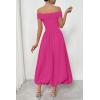 imagePRETTYGARDEN Womens Summer Off Shoulder Sleeveless Midi Dress Cocktail A Line Flowy Wedding Guest Dresses with PocketsRose Red