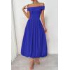imagePRETTYGARDEN Womens Summer Off Shoulder Sleeveless Midi Dress Cocktail A Line Flowy Wedding Guest Dresses with PocketsRoyal Blue