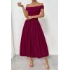 imagePRETTYGARDEN Womens Summer Off Shoulder Sleeveless Midi Dress Cocktail A Line Flowy Wedding Guest Dresses with PocketsWine Red