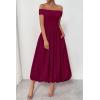 imagePRETTYGARDEN Womens Summer Off Shoulder Sleeveless Midi Dress Cocktail A Line Flowy Wedding Guest Dresses with PocketsWine Red