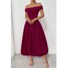 imagePRETTYGARDEN Womens Summer Off Shoulder Sleeveless Midi Dress Cocktail A Line Flowy Wedding Guest Dresses with PocketsWine Red