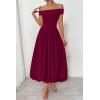 imagePRETTYGARDEN Womens Summer Off Shoulder Sleeveless Midi Dress Cocktail A Line Flowy Wedding Guest Dresses with PocketsWine Red