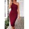 imagePRETTYGARDEN Womens Ruched Bodycon Dress Summer One Shoulder Sleeveless Party Cocktail Wedding Guest Pencil DressesWine Red
