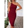 imagePRETTYGARDEN Womens Ruched Bodycon Dress Summer One Shoulder Sleeveless Party Cocktail Wedding Guest Pencil DressesWine Red
