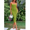 imagePRETTYGARDEN Womens Sexy Midi Bodycon Dress 2025 Summer Spaghetti Strap Sleeveless Knit Party Tight Fitted DressesFruit Green