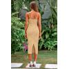 imagePRETTYGARDEN Womens Sexy Midi Bodycon Dress 2025 Summer Spaghetti Strap Sleeveless Knit Party Tight Fitted DressesLight Khaki