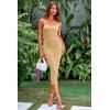 imagePRETTYGARDEN Womens Sexy Midi Bodycon Dress 2025 Summer Spaghetti Strap Sleeveless Knit Party Tight Fitted DressesLight Khaki
