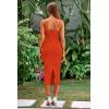 imagePRETTYGARDEN Womens Sexy Midi Bodycon Dress 2025 Summer Spaghetti Strap Sleeveless Knit Party Tight Fitted DressesOrange