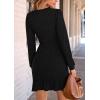 imagePRETTYGARDEN Womens Spring Fall Ruched Bodycon Mini Dress Long Puff Sleeve Ruffle Fitted Cocktail Party DressesBlack