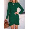 imagePRETTYGARDEN Womens Spring Fall Ruched Bodycon Mini Dress Long Puff Sleeve Ruffle Fitted Cocktail Party DressesGreen
