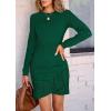 imagePRETTYGARDEN Womens Spring Fall Ruched Bodycon Mini Dress Long Puff Sleeve Ruffle Fitted Cocktail Party DressesGreen