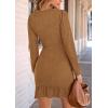 imagePRETTYGARDEN Womens Spring Fall Ruched Bodycon Mini Dress Long Puff Sleeve Ruffle Fitted Cocktail Party DressesKhaki