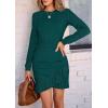 imagePRETTYGARDEN Womens Spring Fall Ruched Bodycon Mini Dress Long Puff Sleeve Ruffle Fitted Cocktail Party DressesLake Blue
