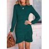 imagePRETTYGARDEN Womens Spring Fall Ruched Bodycon Mini Dress Long Puff Sleeve Ruffle Fitted Cocktail Party DressesLake Blue