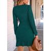imagePRETTYGARDEN Womens Spring Fall Ruched Bodycon Mini Dress Long Puff Sleeve Ruffle Fitted Cocktail Party DressesLake Blue