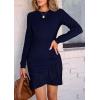 imagePRETTYGARDEN Womens Spring Fall Ruched Bodycon Mini Dress Long Puff Sleeve Ruffle Fitted Cocktail Party DressesNavy