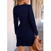 imagePRETTYGARDEN Womens Spring Fall Ruched Bodycon Mini Dress Long Puff Sleeve Ruffle Fitted Cocktail Party DressesNavy