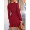 imagePRETTYGARDEN Womens Spring Fall Ruched Bodycon Mini Dress Long Puff Sleeve Ruffle Fitted Cocktail Party DressesRed