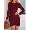 imagePRETTYGARDEN Womens Spring Fall Ruched Bodycon Mini Dress Long Puff Sleeve Ruffle Fitted Cocktail Party DressesWine Red