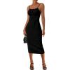 imagePRETTYGARDEN Womens Sexy Midi Bodycon Dress 2025 Summer Spaghetti Strap Sleeveless Knit Party Tight Fitted DressesBlack