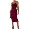 imagePRETTYGARDEN Womens Sexy Midi Bodycon Dress 2025 Summer Spaghetti Strap Sleeveless Knit Party Tight Fitted DressesWine Red