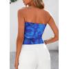 imagePRETTYGARDEN Strapless Tube Tops for Women 2025 Summer Mesh Floral Y2K Bandeau Cute Crop Top Trendy Going Out OutfitsBright Blue