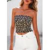 imagePRETTYGARDEN Strapless Tube Tops for Women 2025 Summer Mesh Floral Y2K Bandeau Cute Crop Top Trendy Going Out OutfitsBrown Leopard