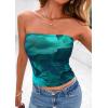 imagePRETTYGARDEN Strapless Tube Tops for Women 2025 Summer Mesh Floral Y2K Bandeau Cute Crop Top Trendy Going Out OutfitsLake Blue