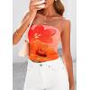 imagePRETTYGARDEN Strapless Tube Tops for Women 2025 Summer Mesh Floral Y2K Bandeau Cute Crop Top Trendy Going Out OutfitsOrange